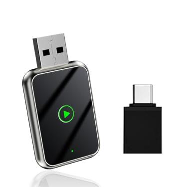 Imagem de Adaptador CarPlay sem fio para Android/iPhone, adaptador Apple CarPlay com fio para sem fio, tamanho com USB/Tipo-C, controle estável e sem atraso.