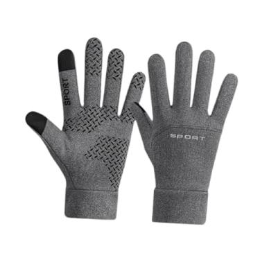 Imagem de Fenteer Luvas de inverno com tela sensível ao toque para homens e mulheres, ideais para clima frio, antiderrapantes e quentes, perfeitas para ciclismo, Cinza