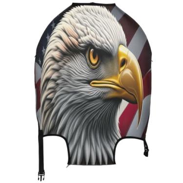 Imagem de Joisal Capa de mala com bandeira americana de pássaro cinza bonito protetor de bagagem lavável capa de terno essencial de férias manga de mala, Bandeira americana de pássaro cinza legal, S 18-20 in