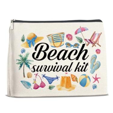 Imagem de Xxoace Kit de sobrevivência na praia, estojo cosmético multicolorido para viagens na praia, presentes para mulheres, itens essenciais de viagem
