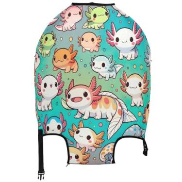 Imagem de Joisal Capas de mala para protetores de bagagem, lindos axolotls aqua laváveis gráficos acessórios de mala de viagem, Lindos Axolotls Aqua, XL, Fits 29-32 Inch Case, Capa de mala