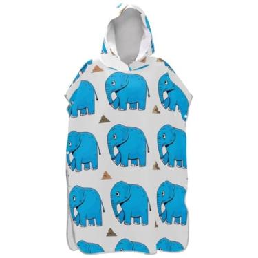 Imagem de Joisal Poncho de surfe absorvente para adultos trocador de roupão de praia com capuz toalha de natação elefante azul ponchos de praia para homens