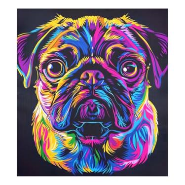 Imagem de Imãs coloridos Pug preto refrigetor capa de eletrodoméstico, capa decorativa para lava-louças 58 cm L x 66 cm A