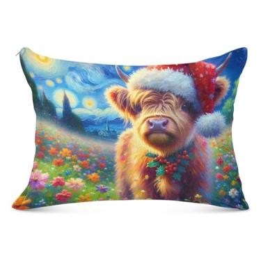 Imagem de Linda capa de almofada decorativa de flanela com flores de Natal das montanhas para travesseiro padrão Queen King capa de almofada macia fofa para cama, tamanho king, 50,8 cm x 101,6 cm