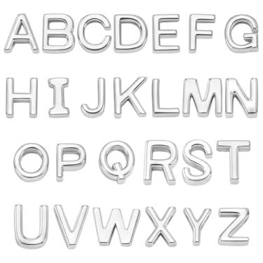 Imagem de WADORN 26 pingentes de letras do alfabeto A-Z, pingente de metal de platina moderno com pingente de letra inicial com glitter, miçangas, colar, brincos para fabricação de joias e artesanato DIY