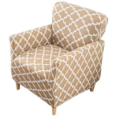 Imagem de HAOYONG Capa para cadeira de banquete elástica com braços, capa de poltrona moderna de meados do século, removível, lavável, antiderrapante, protetor de móveis para sala de estar