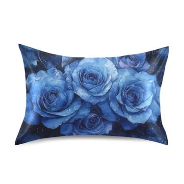 Imagem de Blueangle Fronha de cetim refrescante para cabelo e pele, capa de almofada de rosas do dia dos namorados, tamanho padrão 50,8 x 66 cm com fecho de envelope (202)