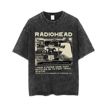 Imagem de Camiseta Unissex Oversized De Algodão Lavado Com Estampa Da Banda De R