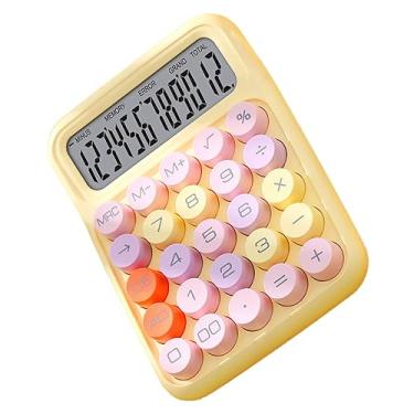 Imagem de Phefop Calculadora de Botão Grande Fofa Calculadora Eletrônica Colorida, de Botão Grande Fofa de 12 Dígitos 4 Funções Material de Escritório para Mulheres Crianças Professores Mesa Escola Classe