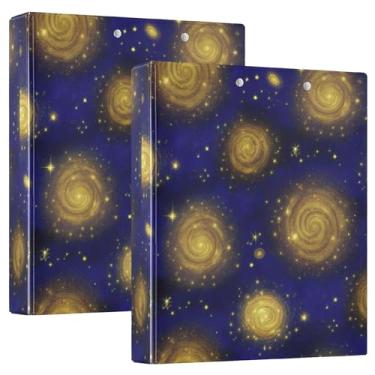 Imagem de Céu noturno estrelado dourado 3 fichários de 3 cm comporta 200 folhas de pintura, 3 pastas de anéis, fichário de playbill, 31,5 x 27 x 6 cm, 1 pacote