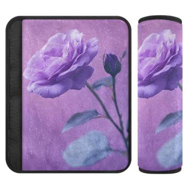 Imagem de Joitme Enchimento de cinto de segurança rosa roxa em flanela de poliéster macio, almofadas ajustáveis para cinto de segurança de carro, capas de cinto de segurança para carros para mulheres