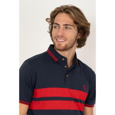 Imagem de Camisa Polo Aleatory Listrada Verona Marinho-Masculino