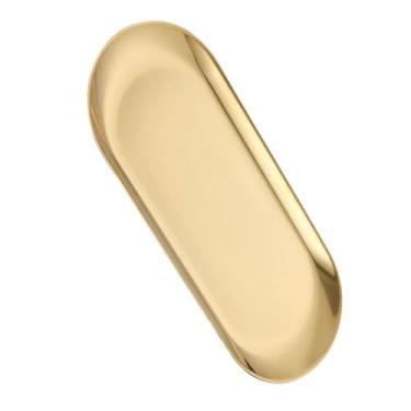 Imagem de GLOGLOW Bandeja Oval de Aço Inoxidável, Bandeja de Armazenamento Decorativa Dourada de Design Nórdico Com Fundo Plano Antiderrapante e Material Espessado, para Cozinha, Banheiro, (S)