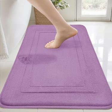 Imagem de Cupic Cupid Tapetes de banho de espuma viscoelástica super macios para banheiro, chuveiro e banheira, tapetes de banheiro roxos antiderrapantes, tapetes de banho absorventes de água, tapete de banho
