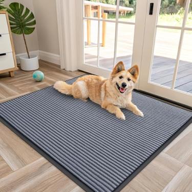 Imagem de OLANLY Tapete de porta da frente para entrada interna e externa, capacho resistente à água, resistente ao desbotamento, perfil baixo, fácil de limpar, tapetes de boas-vindas para varanda, 102 x 81 cm