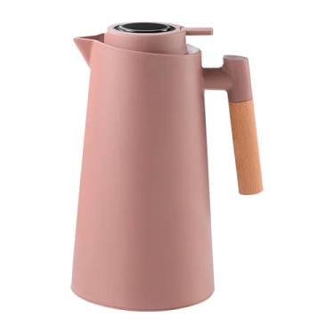 Imagem de Garrafa Térmica de água, 1 Litro Garrafa Térmica Com Termômetro Led Para Chás/Café Design Moderno Cabo Em Madeira(Marrom)