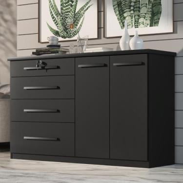 Imagem de Comoda Mariah 4 Gavetas 2 Portas Com Chave - Tonielque Móveis, Onix