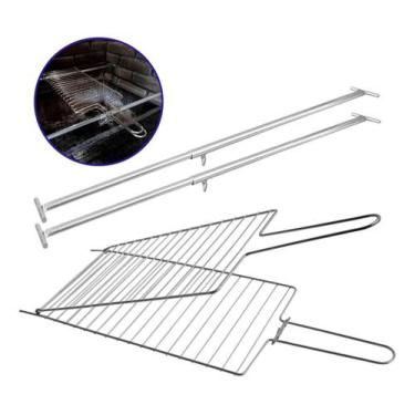 Imagem de Suporte Extensor Para Churrasqueira Espetos Grill + 1 Grelha Dupla Aba