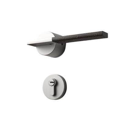 Imagem de Fechadura de porta interna para quarto maçaneta de porta níquel escovado nórdico silencioso adequado para espessura de porta 35-50 mm (couro escovado de níquel, com chave)