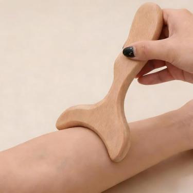 Imagem de 2 Massageadores manuais de madeira, massageador de drenagem linfática, ferramentas de modelagem corporal para Maderoterapia, Gua Sha, alívio muscular, 18 cm