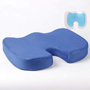 Imagem de Almofadas de assento de gel de espuma viscoelástica ortopédica para alívio da dor ciática, almofada de cóccix, capa de malha respirável, almofadas de cadeira para assento de carro, escritório, cinza