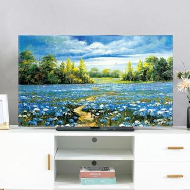 Imagem de Capa de TV Protetores de Tela de TV Padrão Colorido Multitamanho Tela de TV Universal Decorativa para LCD LED Antiderrapante Capa de Poeira Quarto Sala de Estar Decoração-Flor 2||65 polegadas