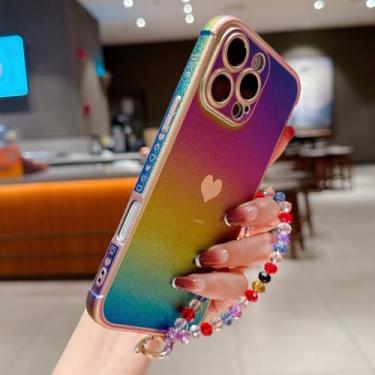 Imagem de Capa para celular com estampa de coração lateral em galvanoplastia para iPhone 11, 12, 13, 14, 15, 16 Pro Max Plus 16E, modelo 01, para iPhone 14 Pro Max.