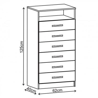 Imagem de Cômoda Rack 6 Gavetas 1 Nicho Maxi Evidência Móveis Rosa/branco