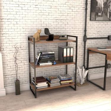 Imagem de Estante Multiuso 104cmx80cm 3 Prateleiras Kuadra Compace Nogal