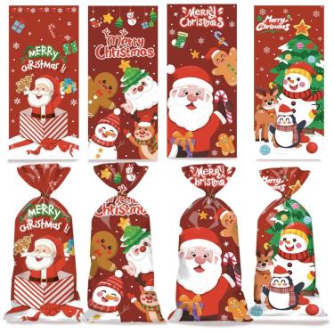 Imagem de Sacola de presente Christmas Clear Candy Treat Sacos 12,5 x 27,5 cm 50 unidades