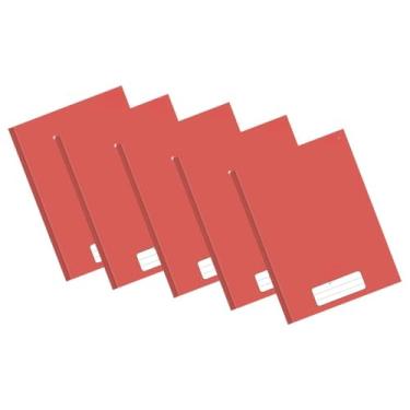 Imagem de Kit Caderno Brochura Capa Dura Escolar Costurado 5 Unidades para Uso Diário Vermelho 96 Folhas