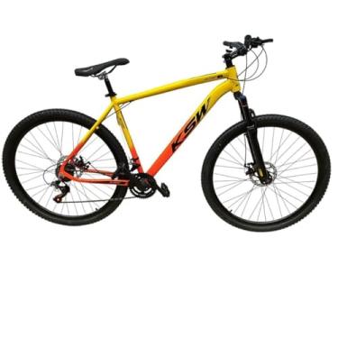 Imagem de Bicicleta Aro 29 KSW XLT 24 V MTB Index Disco Mecânico Suspensão 80mm Unissex (Amarelo/Laranja/Preto, 19)