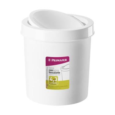 Imagem de Lixeira redonda branca basculante 4,3l pr10172 primafer