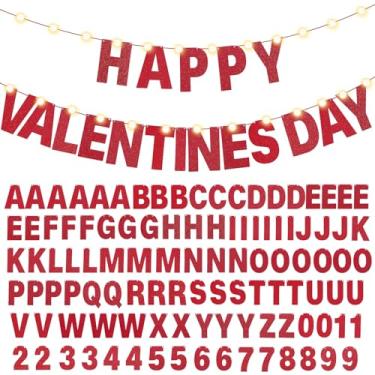 Imagem de TaoBary 112 peças kit de letras DIY glitter personalizáveis letras faixa inclui 107 letras e números, 3 cordas e 2 agulhas para aniversário, Halloween, Natal, casamento, dia dos namorados, decoração