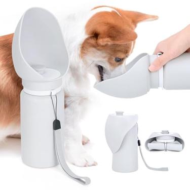 Imagem de VVAAOSE Garrafa de água para cães, 540 ml/550 ml, cinza, alimentador dobrável de silicone de grau alimentício, bebedouro grande para óculos de estimação, caminhada, acampamento