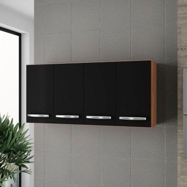 Imagem de Armário 4 Portas Cozinha Aéreo íris Mb1 120cm Cor Savana Preto Pc