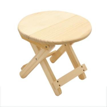 Imagem de FARFELLNY Banquinho dobrável de acampamento, banquinho sólido portátil, altura redonda, 21 cm, banquinho dobrável de madeira, design ultraleve, para jardim, praia, acampamento, banco, sem montagem