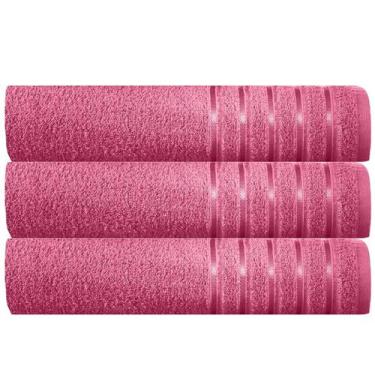 Imagem de Kit 3 Toalhas Banhão 100% Algodão 90x150 Cm Teka Comfort, Pink
