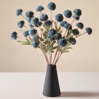 Imagem de InnoGear Flores artificiais de seda Pompon Mum, 5 peças de mini crisântemos falsos com hastes em massa flor kiku falsa para decoração de memorial, buquês de casamento, centro de mesa, chá de panela