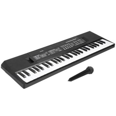 Imagem de Naroote Mini Piano Com Teclado Eletrônico de 54 Teclas para Crianças Com Função de Gravação e Microfone, Instrumento de Teclado Portátil para Crianças, Material Plástico, Preto/branco