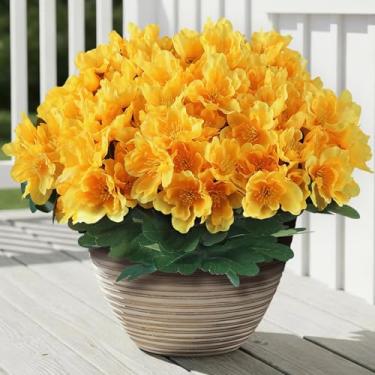 Imagem de Juxdp 16 pacotes de camélia artificial para porta da frente externa – imitação resistente a raios UV, camélia, flores, buquês de seda falsos, plantas para jardim, janela, casa de fazenda, casa