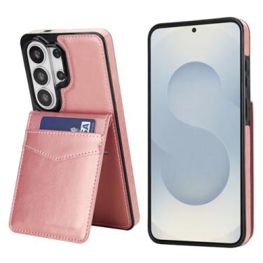 Imagem de Capa carteira de couro para Samsung Galaxy S26 Ultra, couro anti-impressão digital e TPU, 5 compartimentos para cartão (4 internos + 1 externo) com fecho magnético, à prova de choque, proteção de