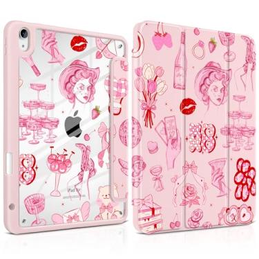 Imagem de Yebiseven Capa para iPad Air 11 polegadas M3 M2 2025 2024, iPad Air 5ª 4ª geração 10,9 polegadas 2022 2020 - [suporte de lápis embutido], traseira rígida transparente à prova de choque, suporte de