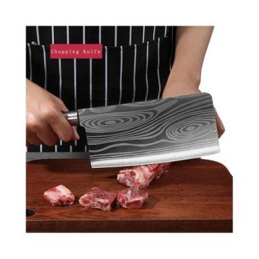 Imagem de Conjunto De Facas De Cozinha Em Aço Inoxidável Com Padrão Laser Damasc