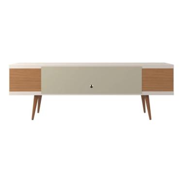 Imagem de Rack Para Tvs Até 55 Utopia 135cm Sala Provincia Luxo Apoio branco gloss e natural