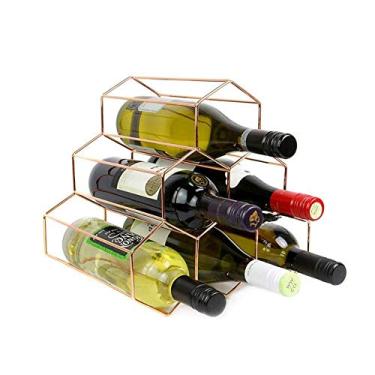 Imagem de Suporte para copos de vinho, restaurante, bar, S, ouro rosa, 6 garrafas, hexagonal, prateleira de vinho, armário para armários