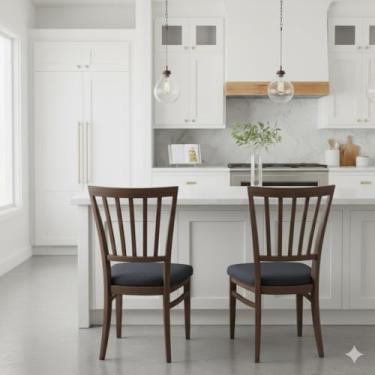 Imagem de Conjunto 2 Cadeiras de Jantar Em Madeira Maciça Estofado preto Larissa