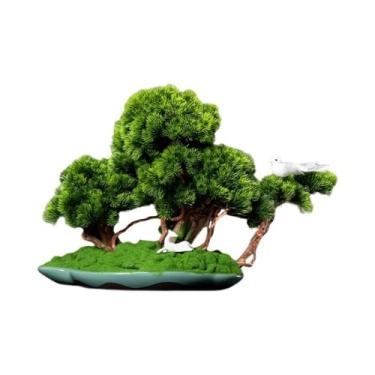 Imagem de Plantas falsas artificiais, bonsai, pinho, bonsai, escritório, sala de estar, casa, plantas verdes, decoração
