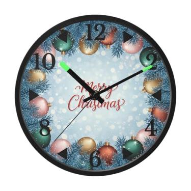 Imagem de STAYTOP Relógio de parede de LED Merry Christmas para quarto com brilho noturno, relógios de parede silenciosos de 30 cm para decoração de sala de estar, controle de som, relógio de parede moderno que