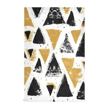 Imagem de Wassud Toalhas de cozinha triângulos pretos e dourados panos de prato de cozinha 1 pacote panos de prato macios com laço para pendurar toalha de mão de secagem rápida super absorvente toalhas de chá